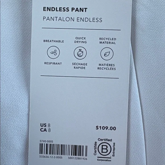 NWT Athleta Women’s Endless Bright White Pants size 8. - Picture 8 of 10